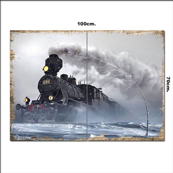 Bedeko Ahşap Tablo Buharlı Kara Tren 70*100Cm - Image 1