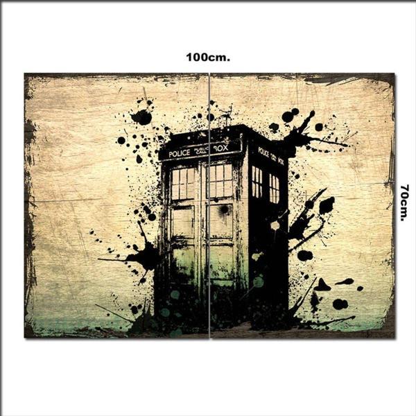 Bedeko Ahşap Tablo Doktor Kim Polis Kulübesi Tarz 70*100Cm - Image 1