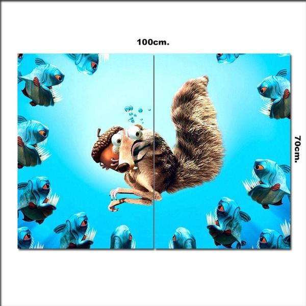 Bedeko Ahşap Tablo Buz Devri Scrat Ve Balıklar 70*100Cm - Image 1