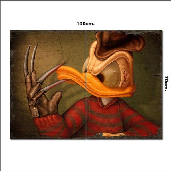 Bedeko Ahşap Tablo Donald Duck As Freddy Krueger Baskılı 70*100Cm - Image 1