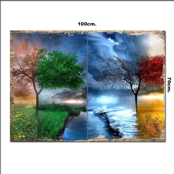 Bedeko Ahşap Tablo Dört Mevsim Doğa 70*100Cm - Image 1