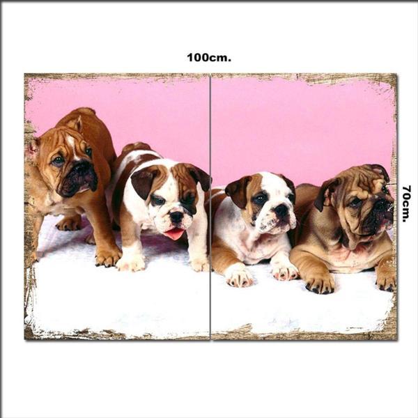 Bedeko Ahşap Tablo Dörtlü Sevimli Köpekler 70*100Cm - Image 1