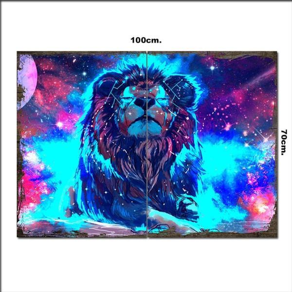 Bedeko Ahşap Tablo Aslan Burcu Ve Yıldızlar 70*100Cm - Image 1