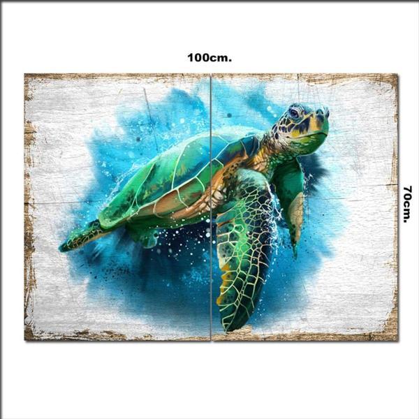 Bedeko Ahşap Tablo Caretta Deniz Kaplumbağası 70*100Cm - Image 1