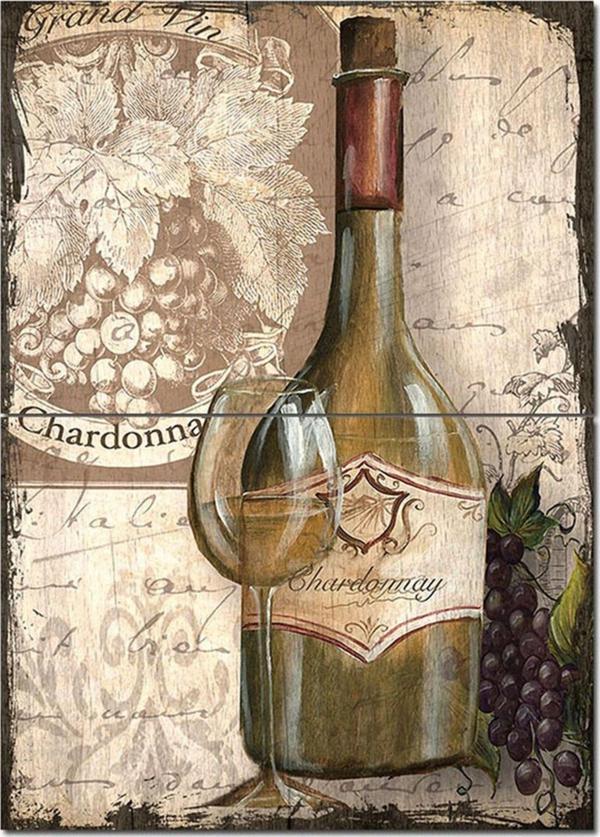 Bedeko Ahşap Tablo Chardonnay Şarabı Modern Mdf Tablo - Image 1