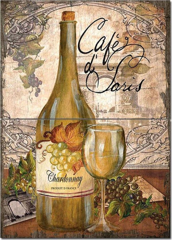 Bedeko Ahşap Tablo Chardonnay Şarap Desenli Mdf Tablo - Image 1