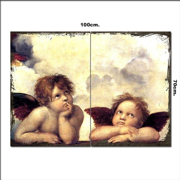 Bedeko Ahşap Tablo Düşünen Melek Çocuklar Görseli 70*100Cm - Image 1