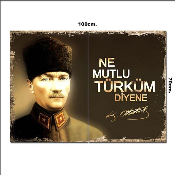 Bedeko Ahşap Tablo Atatürk İmza Ve Sözü 70*100Cm - Image 1