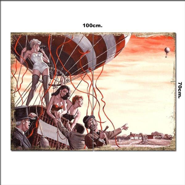Bedeko Ahşap Tablo Eğlenceli Hava Balonu 70*100Cm - Image 1