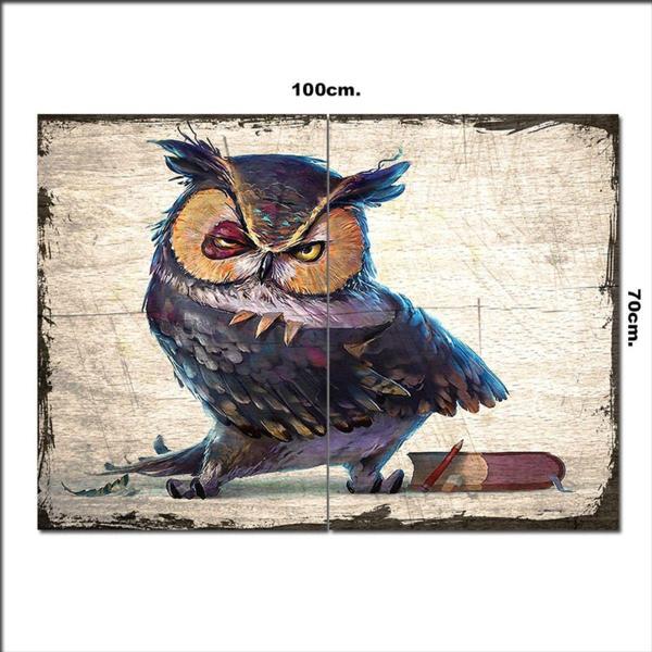 Bedeko Ahşap Tablo Çalışkan Baykuş 70*100Cm - Image 1