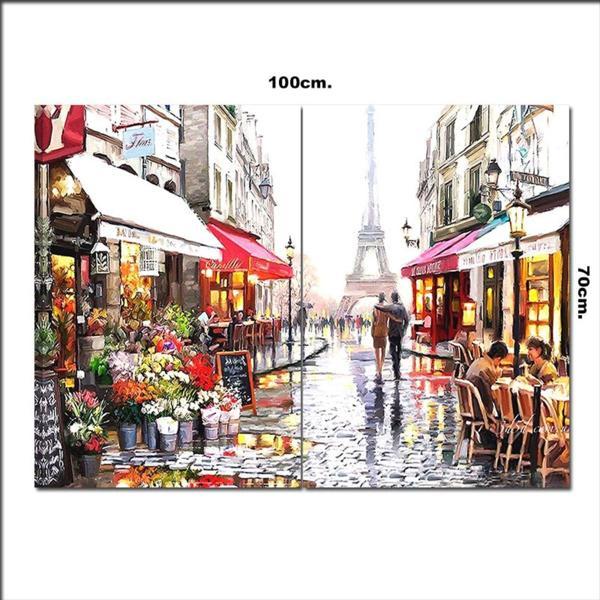 Bedeko Ahşap Tablo Çiçekler Ve Eyfel Kulesi Baskılı 70*100Cm - Image 1
