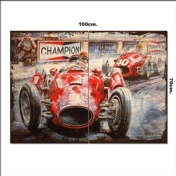 Bedeko Ahşap Tablo Eski Formula 1 F1 Yarışı Şekilli 70*100Cm - Image 1