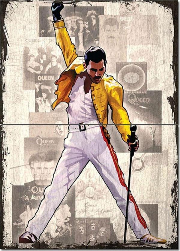 Bedeko Ahşap Tablo Eski Freddie Mercury Poster Görseli Desenli Mdf Tablo - Image 1