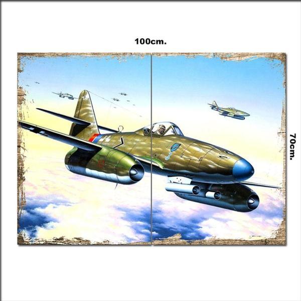 Bedeko Ahşap Tablo Eski Jet Savaş Uçağı 70*100Cm - Image 1