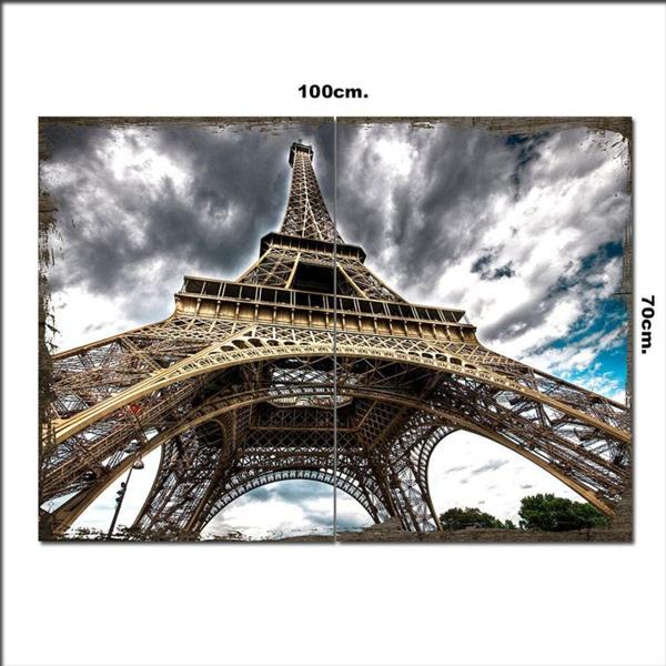 Bedeko Ahşap Tablo Gökyüzü Eiffel Kulesi 70*100Cm - Image 1