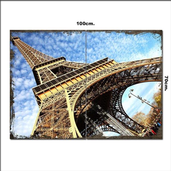 Bedeko Ahşap Tablo Gökyüzü Ve Eiffel Kulesi 70*100Cm - Image 1
