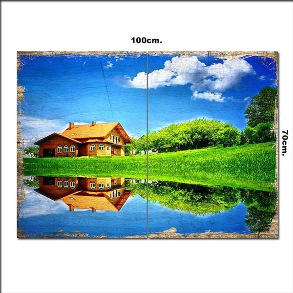 Bedeko Ahşap Tablo Göl Evi 70*100Cm - Image 1