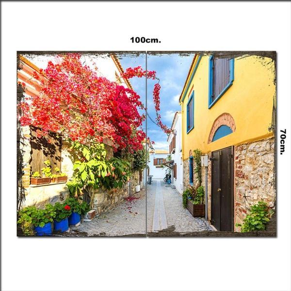 Bedeko Ahşap Tablo Çiçekli Sokak 70*100Cm - Image 1