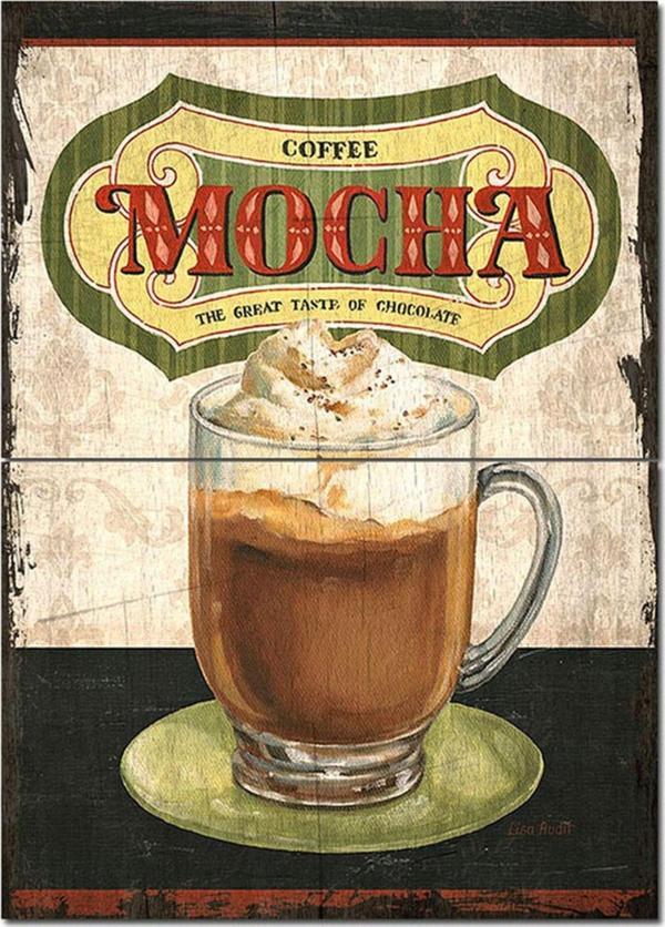 Bedeko Ahşap Tablo Eski Mocha Afiş Görseli Mdf Poster - Image 1
