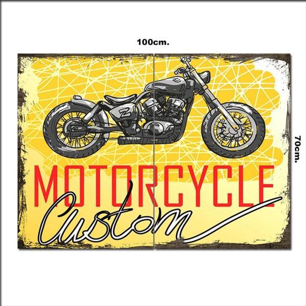 Bedeko Ahşap Tablo Eski Motorsiklet 70*100Cm - Image 1
