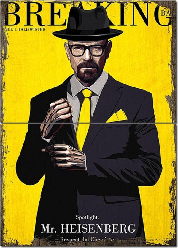 Bedeko Ahşap Tablo Eski Mr Heisenberg Hreaking Bad Afişi Desenli Ahşap Tablo - Image 1