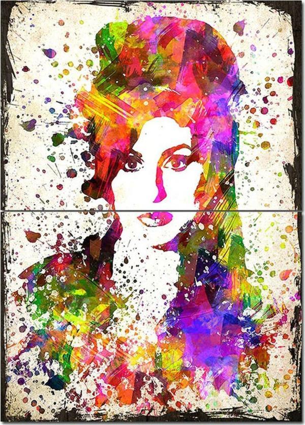 Bedeko Ahşap Tablo Eski Renkli Amy Winehouse Art Görseli Mdf Tablo - Image 1