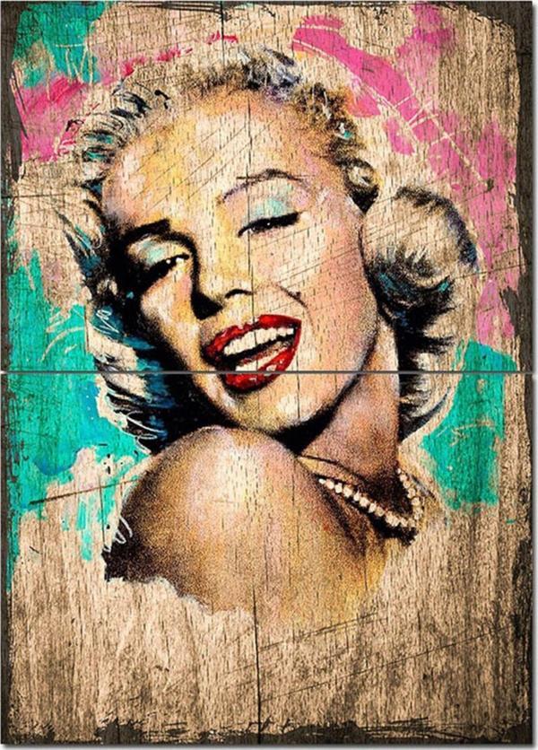 Bedeko Ahşap Tablo Eski Zeminde Marilyn Monroe Model Ahşap Tablo - Image 1