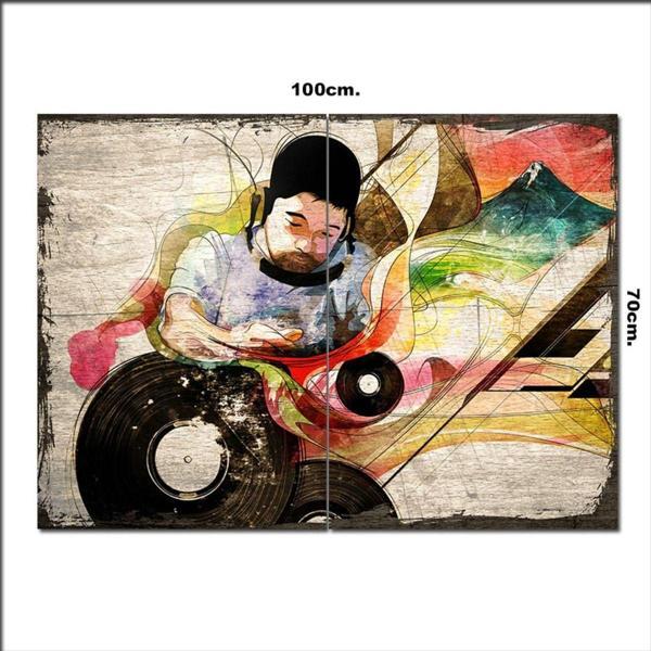 Bedeko Ahşap Tablo Hip Hop Ve Disc Jockey Şekilli 70*100Cm - Image 1
