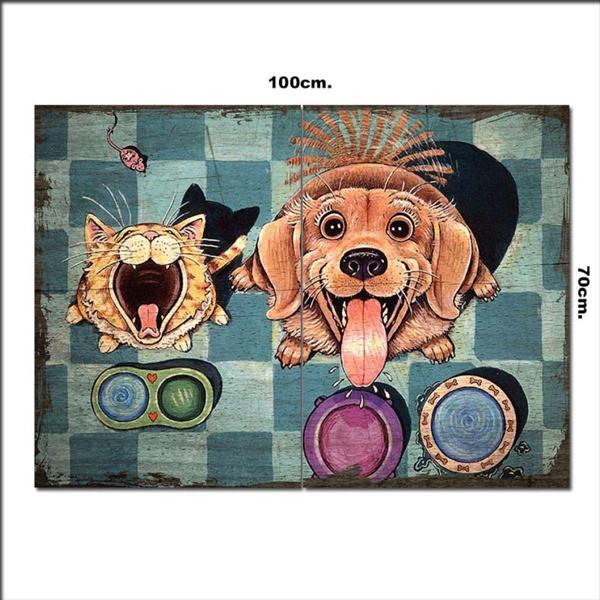Bedeko Ahşap Tablo Evcil Köpek Ve Kedi Şekilli 70*100Cm - Image 1
