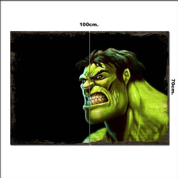 Bedeko Ahşap Tablo Hulk Yeşil Dev Desenli 70*100Cm - Image 1