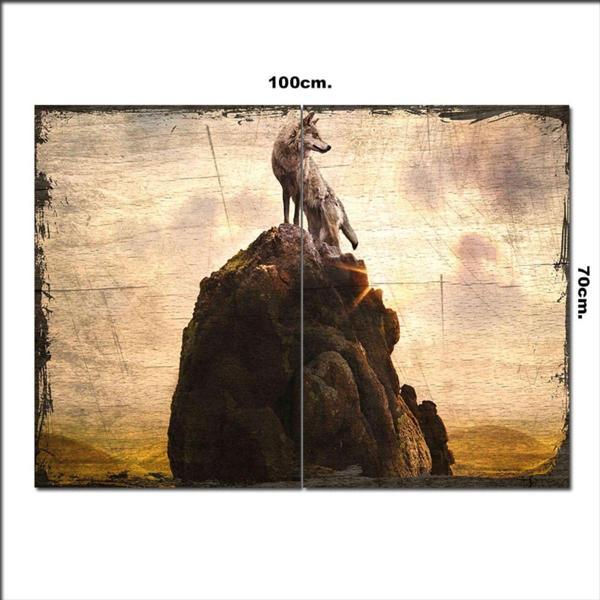 Bedeko Ahşap Tablo Kayadaki Beyaz Kurt Tarz 70*100Cm - Image 1