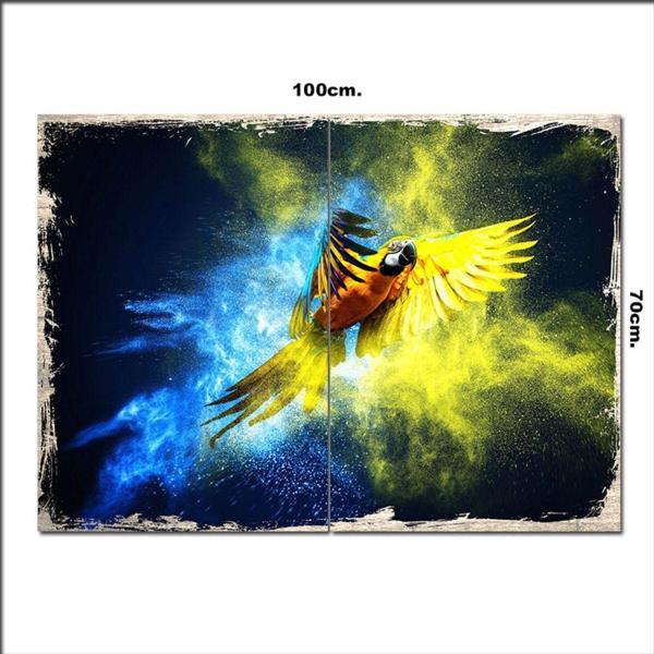 Bedeko Ahşap Tablo Işıltılı Papağan 70*100Cm - Image 1