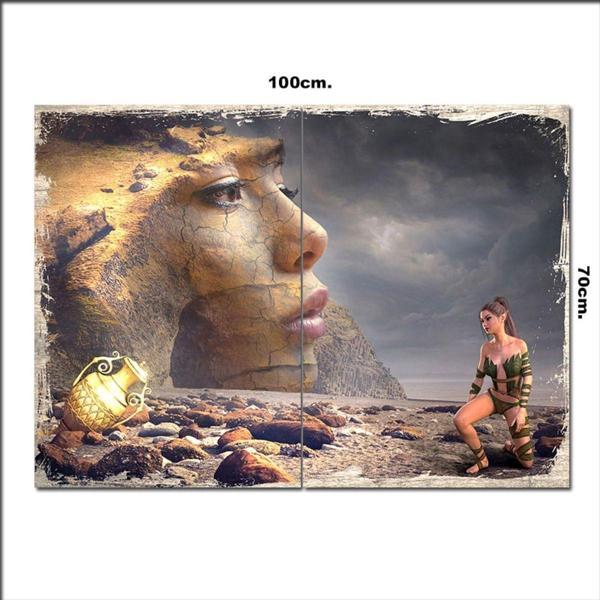 Bedeko Ahşap Tablo Fantastik Heykel Kadın 70*100Cm - Image 1