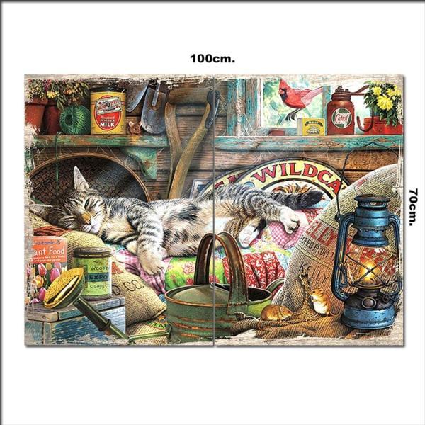 Bedeko Ahşap Tablo Kedi Evi 70*100Cm - Image 1