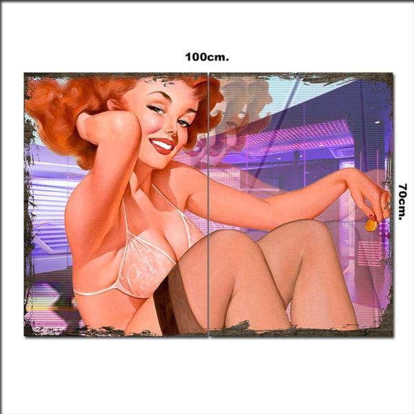 Bedeko Ahşap Tablo İç Çamaşırlı Kız 70*100Cm - Image 1