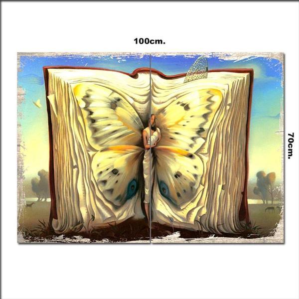 Bedeko Ahşap Tablo Kelebek Ve Kitap 70*100Cm - Image 1