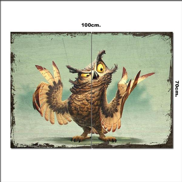 Bedeko Ahşap Tablo İllustrasyon Baykuş 70*100Cm - Image 1