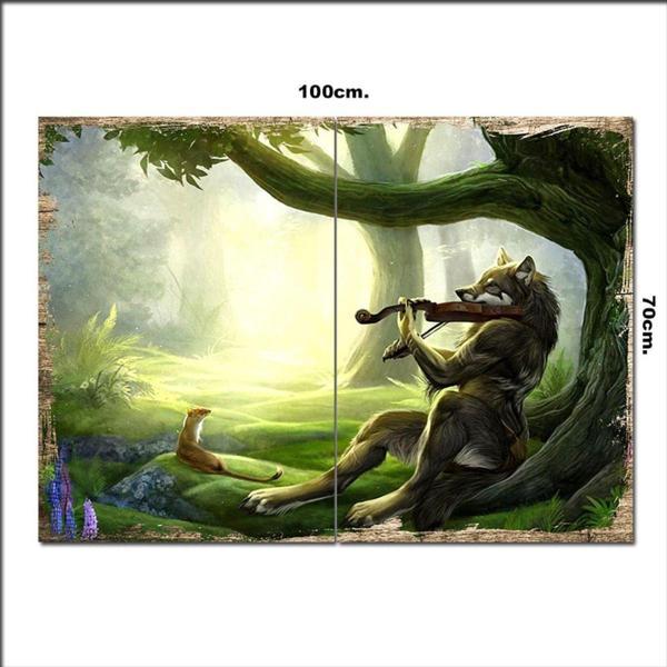 Bedeko Ahşap Tablo Kemancı Kurt 70*100Cm - Image 1