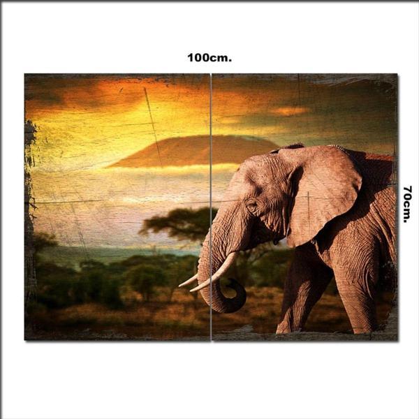 Bedeko Ahşap Tablo Fil Ve Deniz Desenli 70*100Cm - Image 1