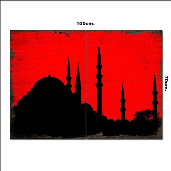 Bedeko Ahşap Tablo Kırmızı Süleymaniye Camii Desenli 70*100Cm - Image 1