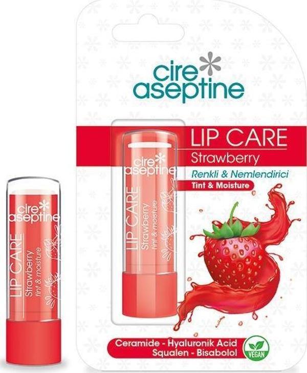 Cire Aseptine Lip Care Strawberry Renkli Dudak Bakım Kremi 4,5 G - Image 1