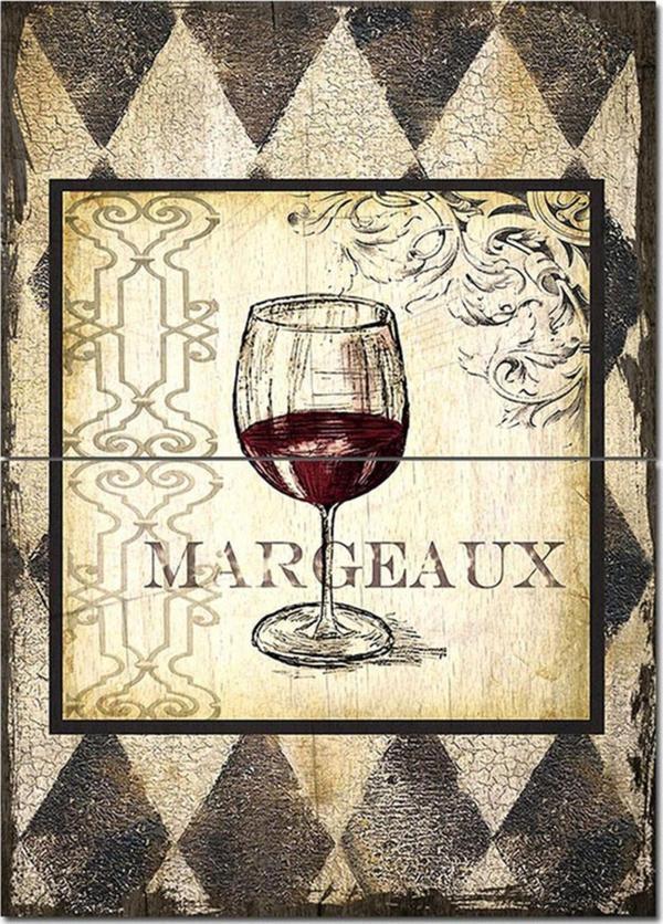 Bedeko Ahşap Tablo Kadehte Margeaux Şarabı Model Mdf Tablo - Image 1