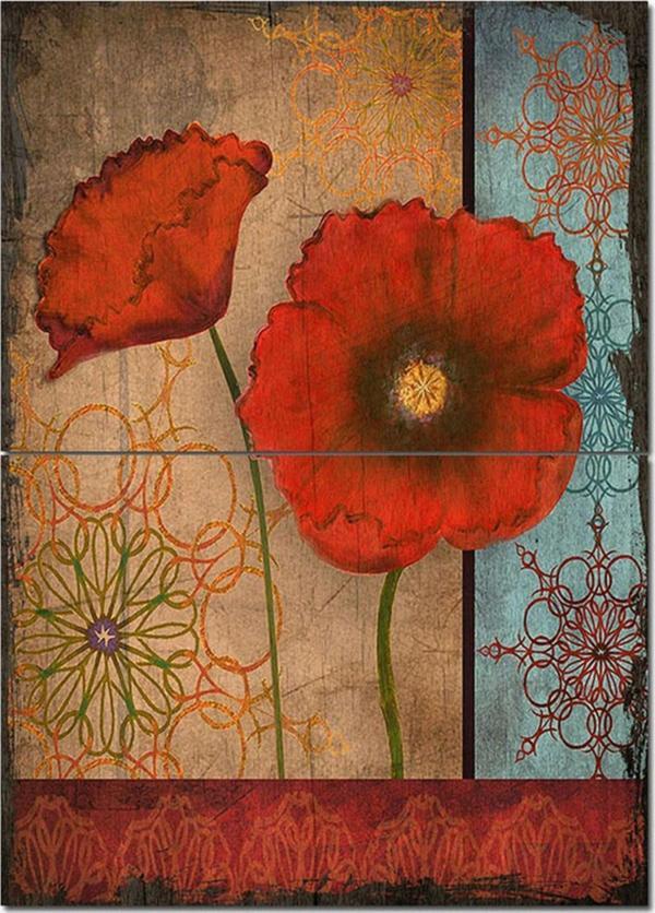 Bedeko Ahşap Tablo Gelincik Çiçeği Dekoratif Mdf Tablo - Image 1