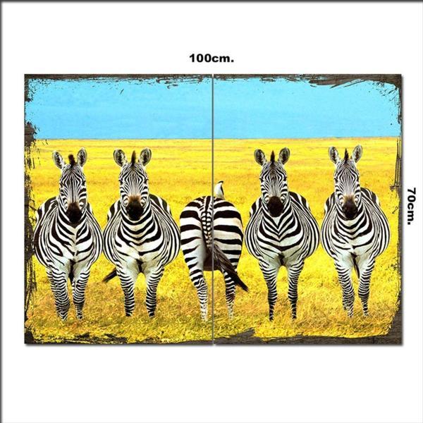 Bedeko Ahşap Tablo Komik Zebralar 70*100Cm - Image 1