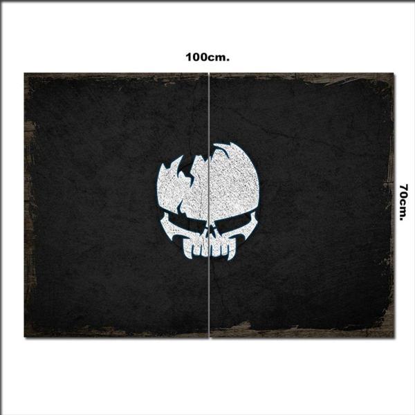 Bedeko Ahşap Tablo Kafatası İskeleti Kırık Tarz 70*100Cm - Image 1
