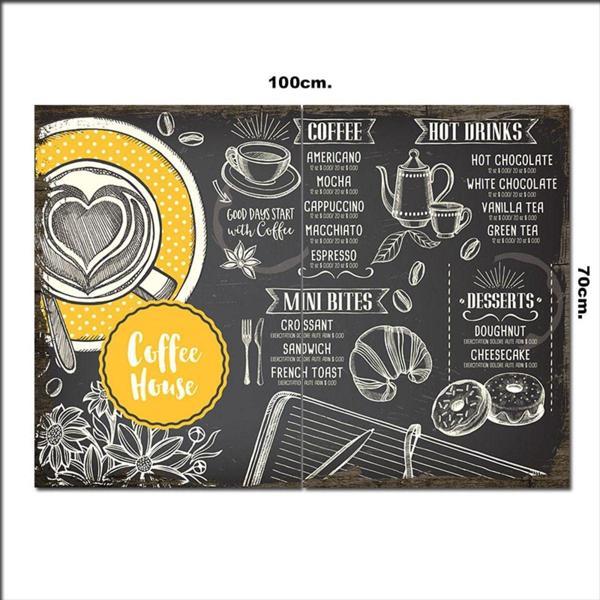 Bedeko Ahşap Tablo Kahve Evi 70*100Cm - Image 1