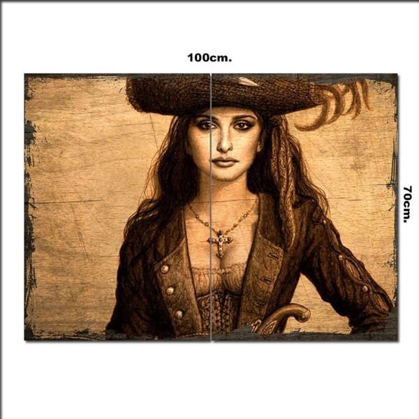 Bedeko Ahşap Tablo Korsan Kadın Şekilli 70*100Cm - Image 1