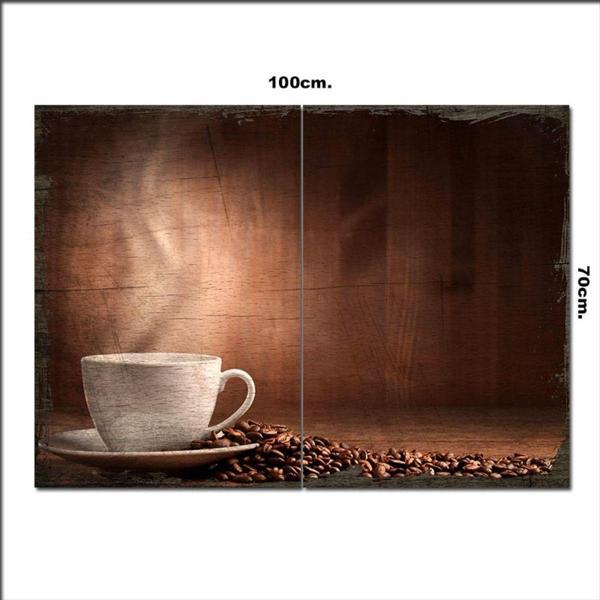 Bedeko Ahşap Tablo Kahve Fincanı Çedirdekleri Tarz 70*100Cm - Image 1