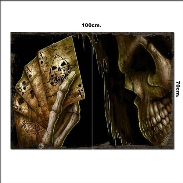 Bedeko Ahşap Tablo Kumarcı Kurukafa Görseli 70*100Cm - Image 1