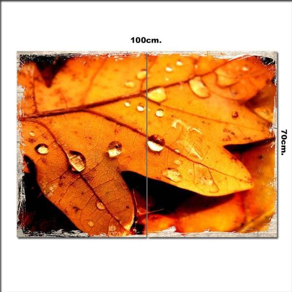 Bedeko Ahşap Tablo Kuru Çınar Yaprağı Ve Damlalar 70*100Cm - Image 1